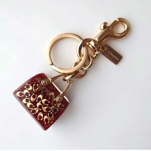 Coach Burgundy and Gold bag charm/key holder
